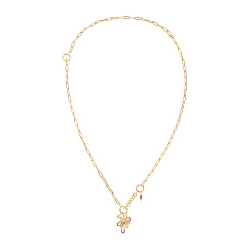 Gold Mini Link Charm Chain Connector Necklace