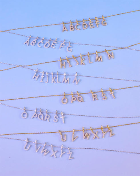 Silver Letter U Initial Necklace