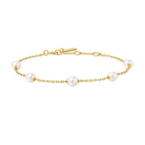 Gold Shell Pearl Station Bracelet