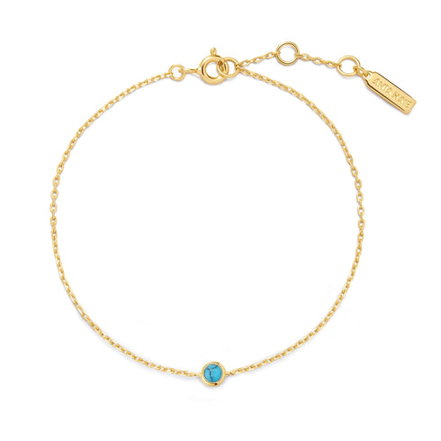Gold Bezel-Set Lab-Created Turquoise Solitaire Bracelet