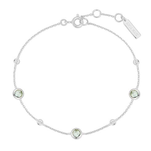 Silver Mint Green Station Bracelet
