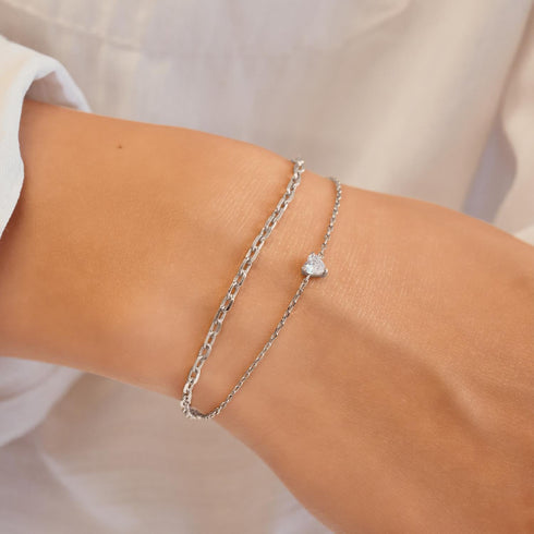 Silver Sparkle Heart Bracelet