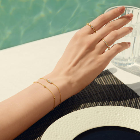 Gold Shell Pearl Cluster Bracelet