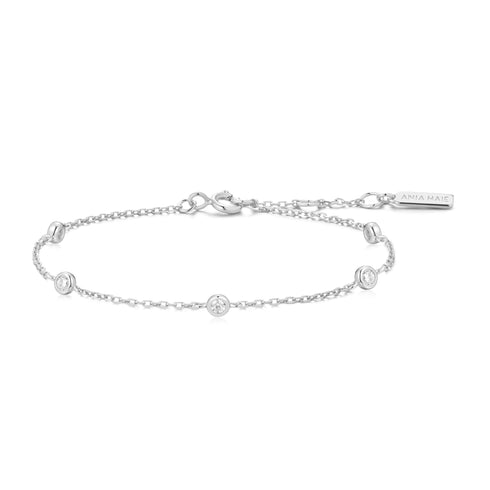 Silver Classic Bezel-Set Station Bracelet