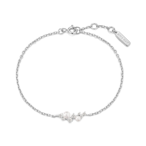 Silver Shell Pearl Cluster Bracelet