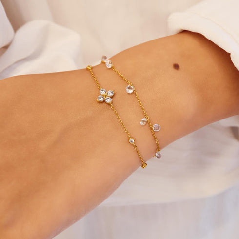 Gold Sparkling Lucky Clover Bracelet