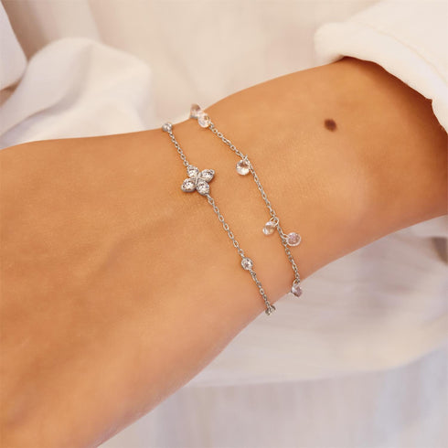 Silver Droplet Station Bracelet
