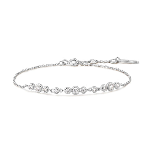 Silver Graduated Bezel-Set Trios Bracelet