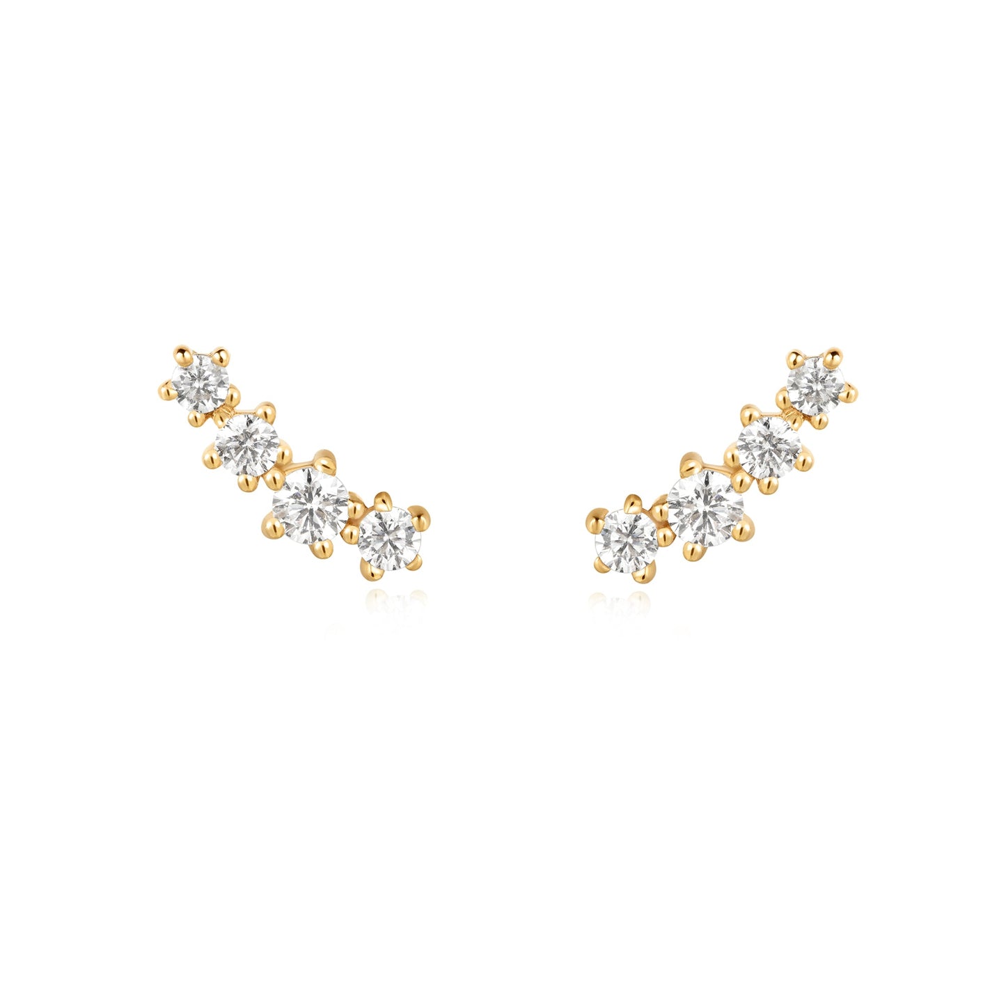 Front view of gold sparkle climber studs