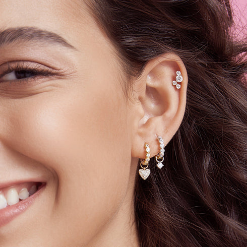 Gold Heart Pavé Earring Charm