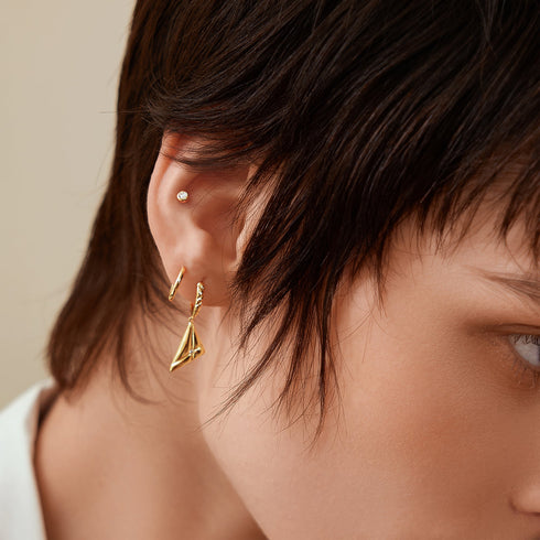 Gold Solitaire Cubic Zirconia Studs