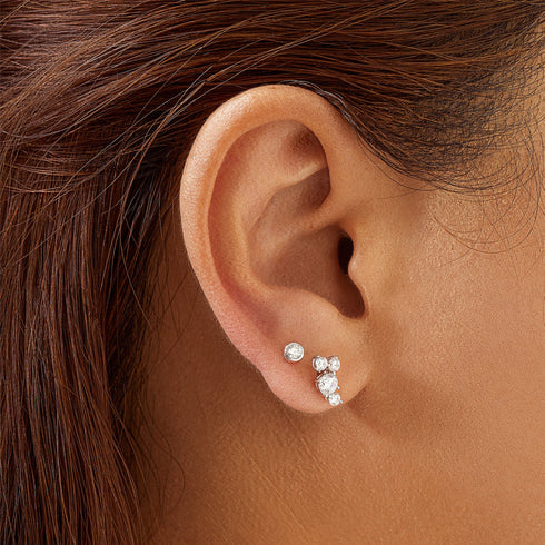 Silver Solitaire Cubic Zirconia Studs