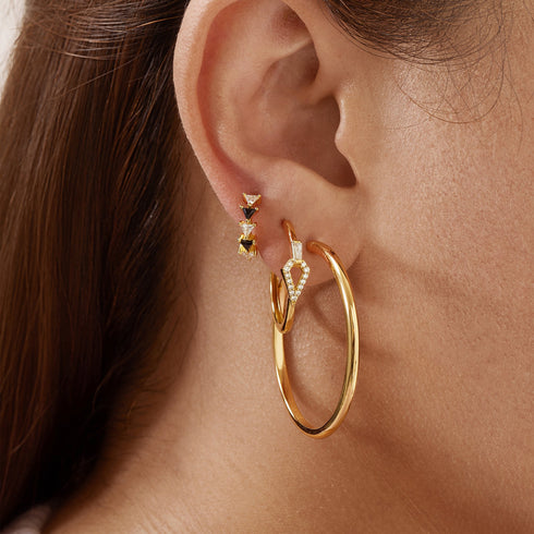 Gold Cubic Ziconia Geometric Hoops