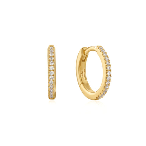 Gold Classic Pavé Huggies