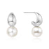 Silver Shell Pearl Dome Hoop Earrings