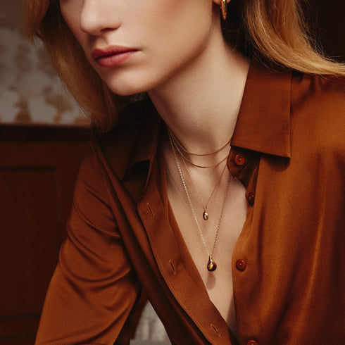 Gold Tiger Eye Droplet Pendant Necklace