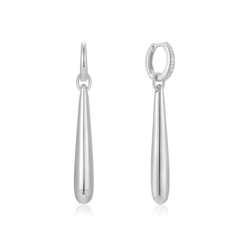 Silver Long Water Droplet Drop Earrings
