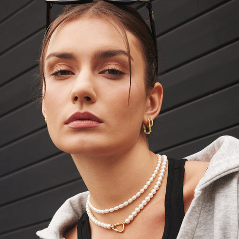 Gold Pearl Beaded Necklace