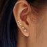 Gold Triple Stone Bezel Barbell Single Earring