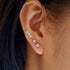 Silver Triple Stone Bezel Barbell Single Earring
