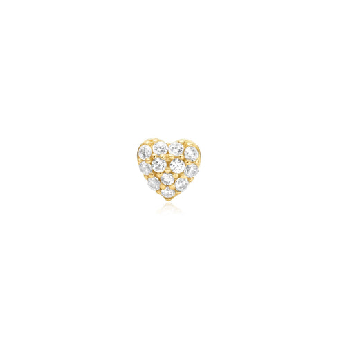 Gold Pavé Heart Barbell Single Earring