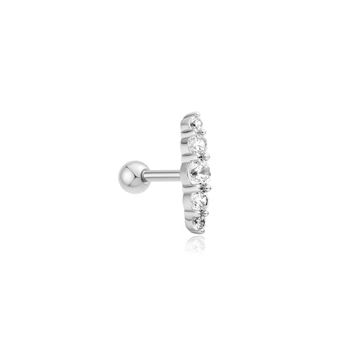 Silver Bar Barbell Single Earring