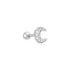 Silver Pavé Crescent Moon Barbell Single Earring