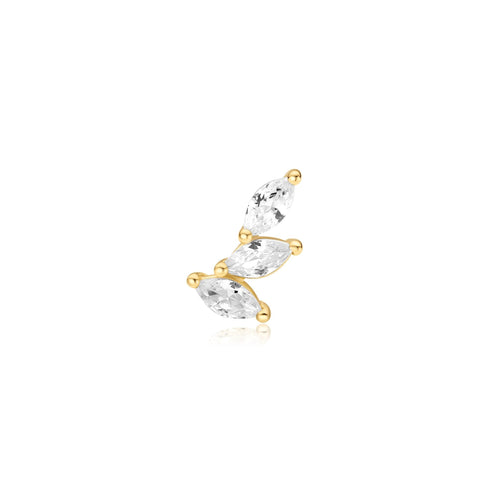 Gold Triple Marquise Barbell Single Earring