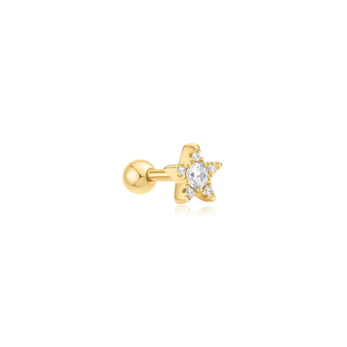 Gold Five-Point Star Barbell Single Earring