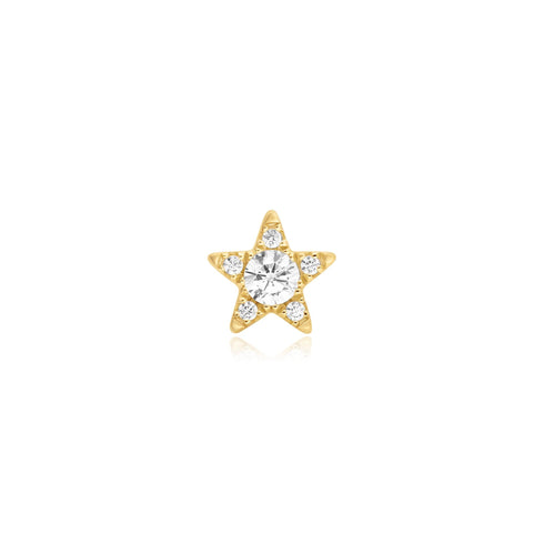 Gold Five-Point Star Barbell Single Earring