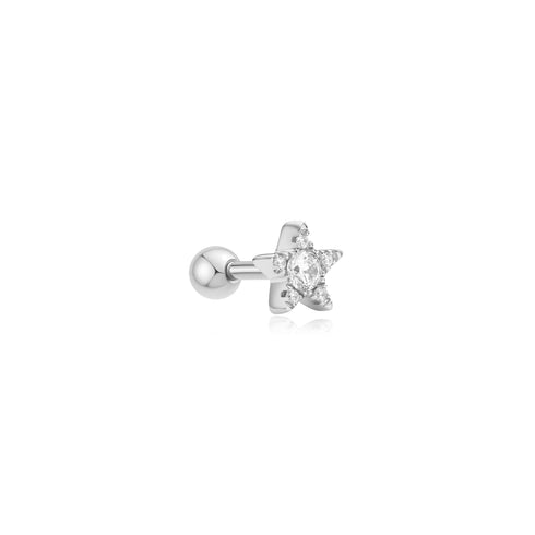 Silver Five-Point Star Barbell Single Earring
