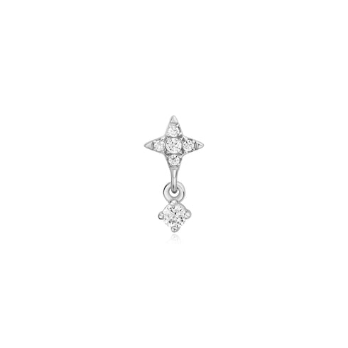Silver Star Dangle Barbell Single Earring