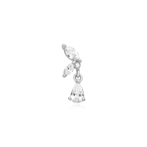 Silver Marquise Dangle Barbell Single Earring