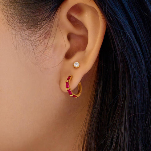 Gold Rosé Holiday Huggie Hoop Earrings