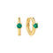 Gold Green Huggie Hoop Earrings