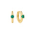 Gold Green Huggie Hoop Earrings