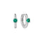 Silver Green Huggie Hoop Earrings