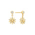 Gold Sunburst Dangle Stud Earrings