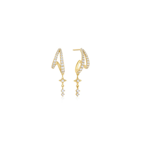 Gold Star Drop Stud Earrings