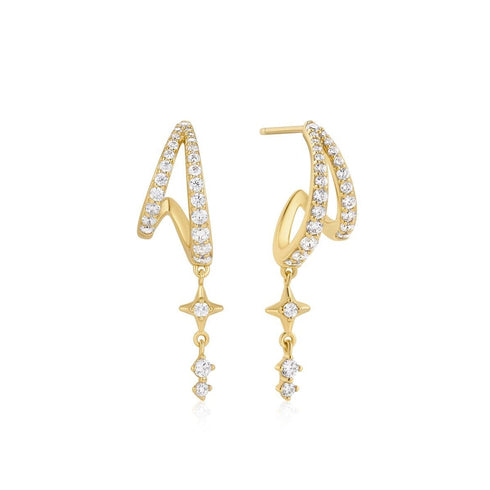 Gold Star Drop Stud Earrings