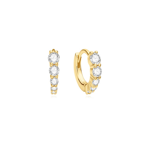 Gold Graduated Sparkle Huggie Hoop Earrings