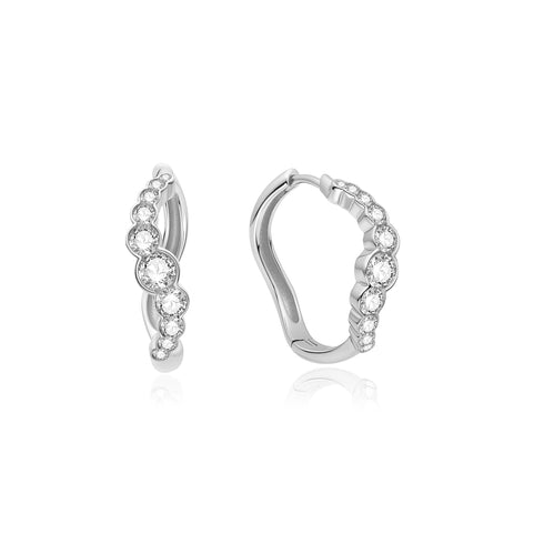 Silver Sparkling Tide Huggie Hoop Earrings
