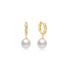 Gold Shell Pearl Dangling Twisted Huggie Hoop Earrings