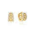 Gold Sparkling Shell Pearl Row Huggie Hoop Earrings