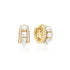 Gold Sparkling Shell Pearl Row Huggie Hoop Earrings
