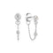 Silver Bezel-Set Drop Chain Stud Earrings