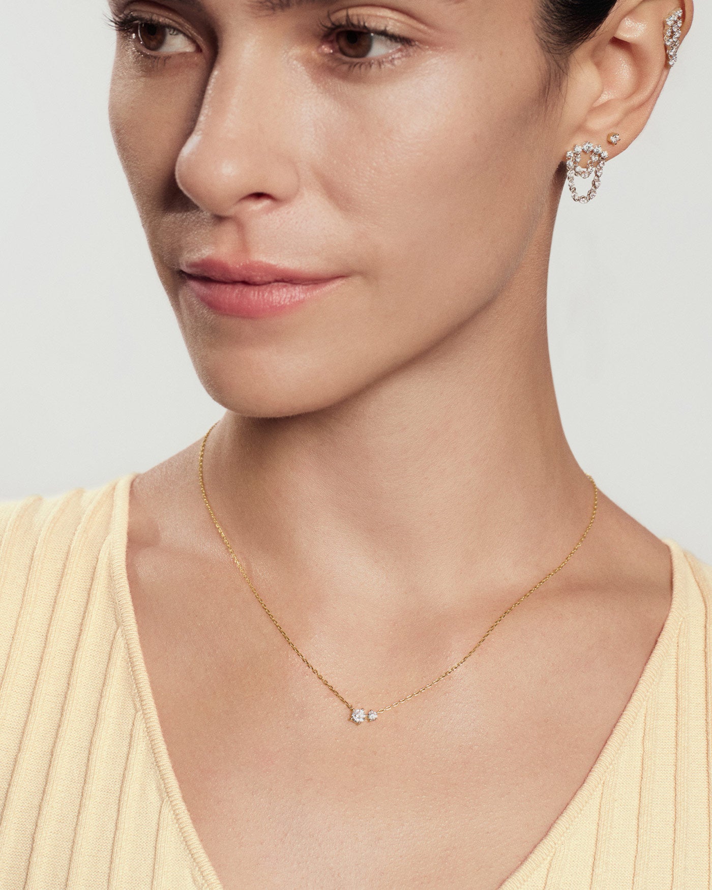 Silver Triple Fringe Barbell Earring