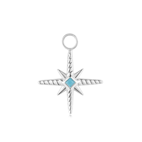 Silver Turquoise and Cubic Ziconia Star Earring Charm