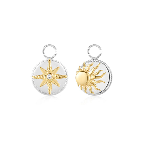 Two Tone Bright Sun Earring Charm
