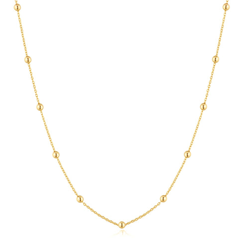 Gold Bobble Long Chain Necklace